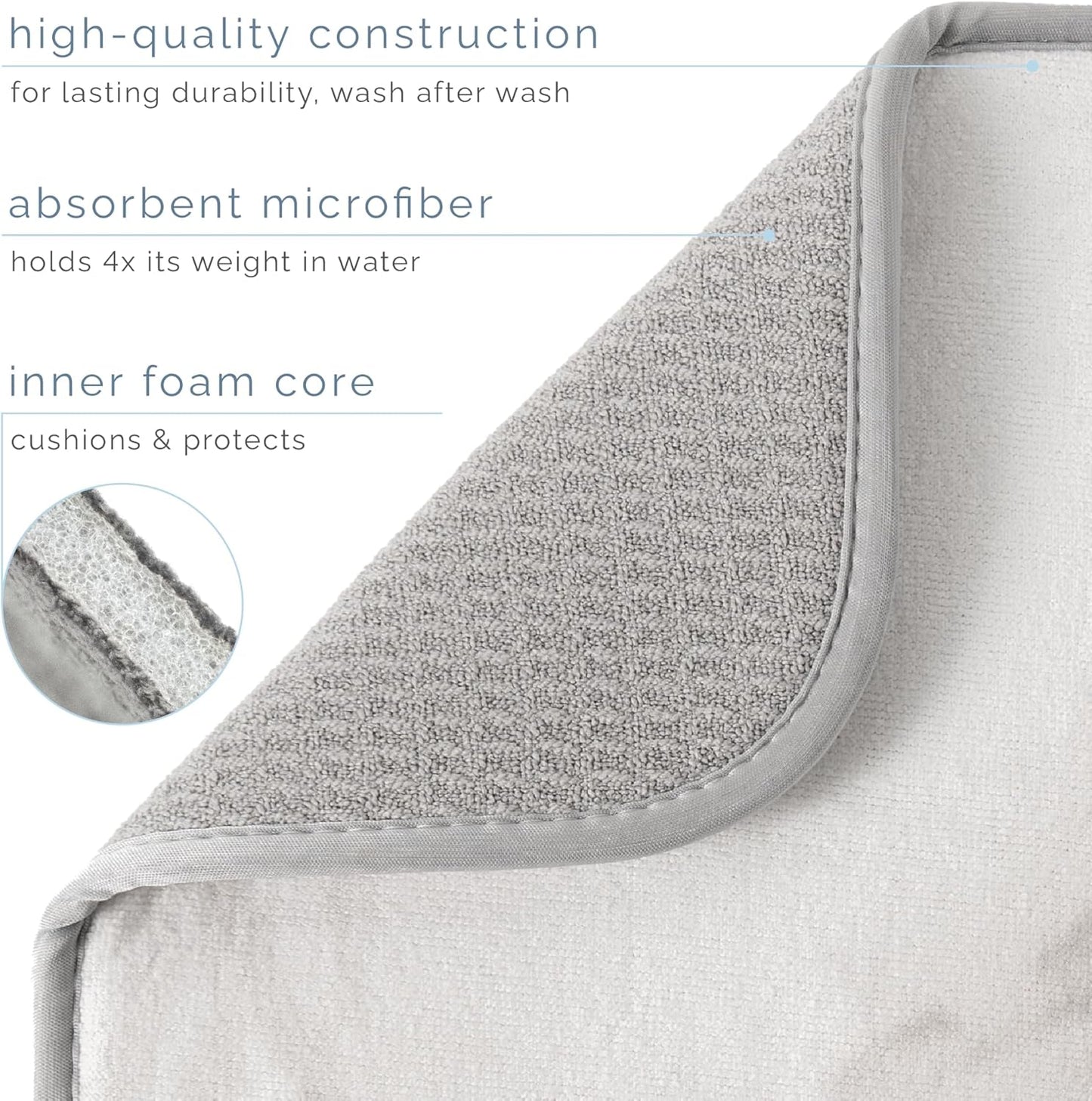 S&T INC. XL Dish Drying Mat - Absorbent Microfiber Kitchen Counter Pad, 18” x 24”, Grey Stone