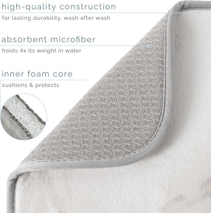 S&T INC. XL Dish Drying Mat - Absorbent Microfiber Kitchen Counter Pad, 18” x 24”, Grey Stone