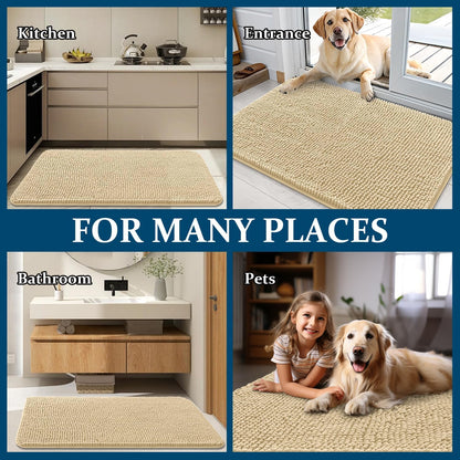 OLANLY Dog Door Mat - Absorbent Non-Slip Chenille Mat for Muddy Paws | 36x24 Inches, Quick Dry, Indoor Entryway Carpet