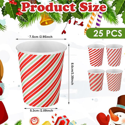 Hushee 100 Pcs Christmas Paper Cups 9 oz Candy Cane Stripes - Variation of THIS listing: 100