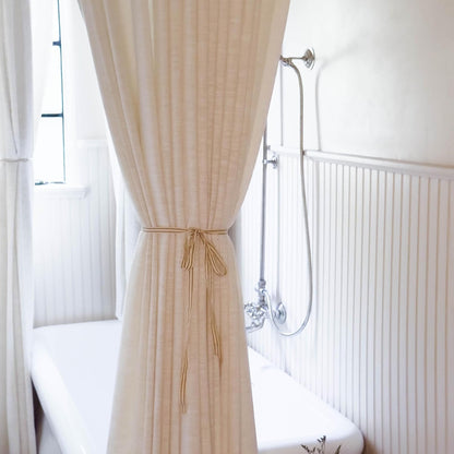 TWOPAGES Liz Linen Blackout Curtains - Customizable Size & Pleated Header | Textured Neutral Drapes for Living Room or Bedroom