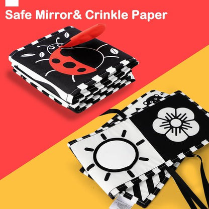 URMYWO Black and White Baby Toy, Tummy Time High Contrast Newborn Toys 0-3 Months, Soft Baby Book, Visual Stimulation Montessori Sensory Infant Toys 0-6-12 Months, Boy Girl Shower Gift, Easter Stuffer
