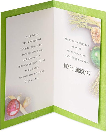 American Greetings Christmas Card - Festive Ornaments & Pine Branches | Perfect Holiday Greeting for Friends