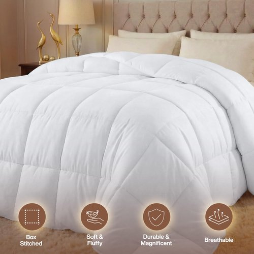 Utopia Bedding Comforter Duvet Insert, Quilted Comforter with Corner Tabs, Box Stitched Down Alternative Comforters King Size (White, Pack of 2)