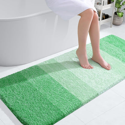 OLANLY Large Bathroom Rugs - Extra Soft Microfiber Mat 54x24 | Quick Dry & Machine Washable - Green