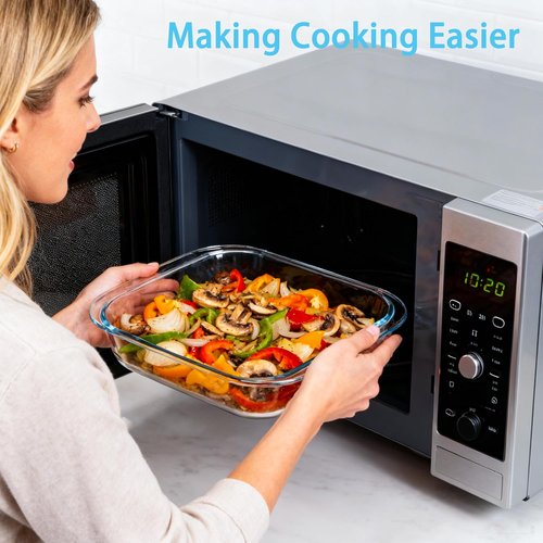 Glass Baking Dish - 2.4Qt Square 9x9 Pan With Oven Mitts - Durable Oven Safe Baking Dish