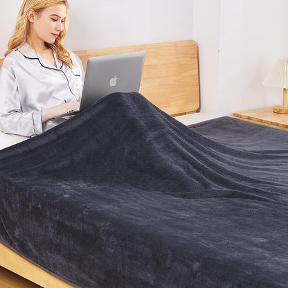 Skiennix Fleece Blanket - Premium Lightweight Anti-Static Throw for Queen/Full Size Bed | 90" x 90" Dark Gray