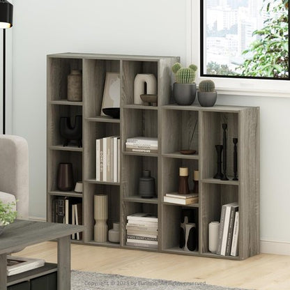 Furinno LUDER Bookshelf - 5-Cube Reversible Bookcase in French Oak | Easy Assembly for Living Room, Bedroom, Home Office