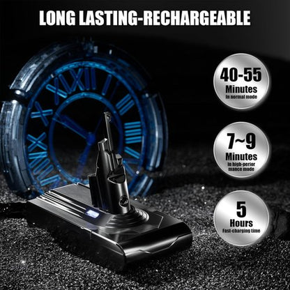 Dyson V8 Battery Replacement - Upgraded 7200mAh for Animal, Absolute, Motorhead & Fluffy Models
