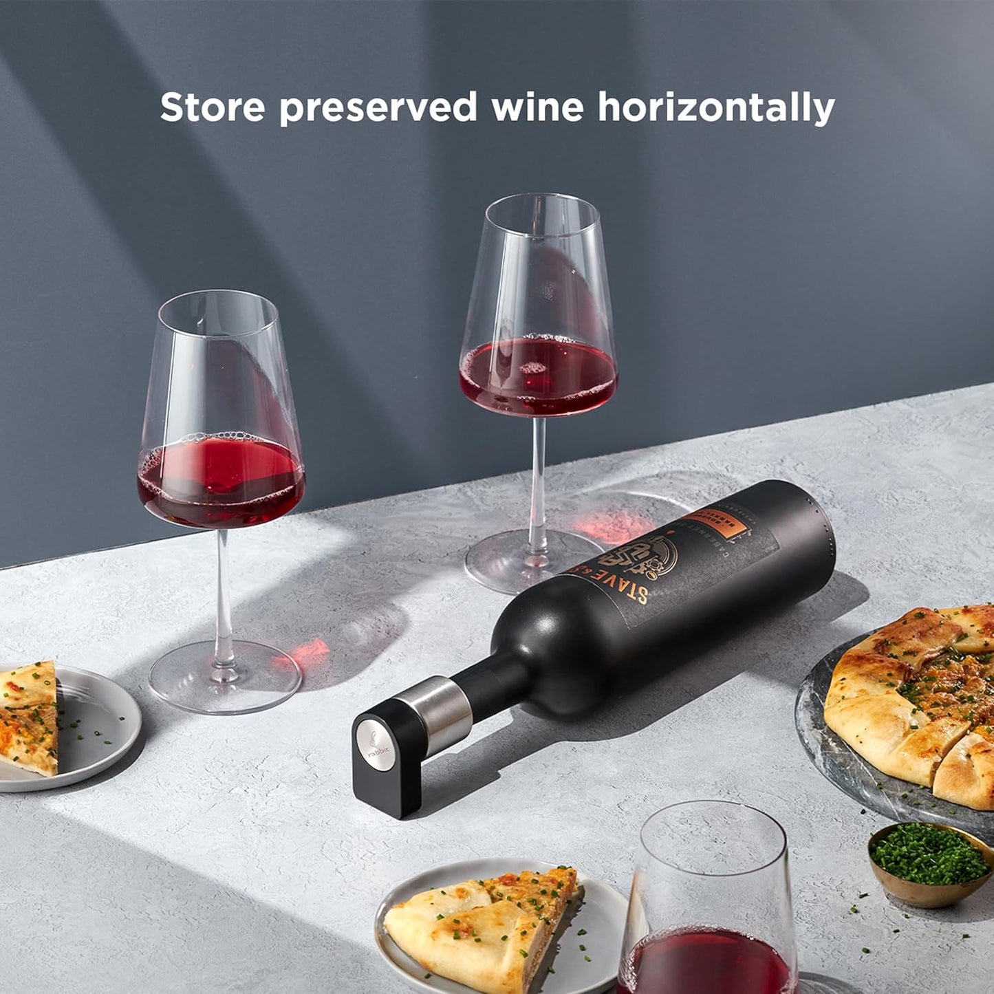 Rabbit Multifunctional Wine Bottle Stopper and Stand, Airtight Seal, Easy Crank Design, and Bottle Roll Prevention