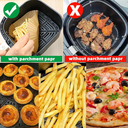 Air Fryer Liners | Non-Stick Disposable Baking Paper - 200PCS 9'' Square for 5-8QT Cooking