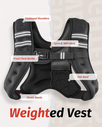 ZELUS Weighted Vest - Adjustable 6lb to 30lb for Enhanced Workout & Strength Training | Reflective Stripe