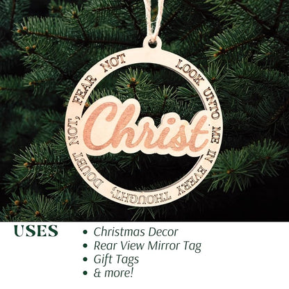 Look Unto Me 20-Pack Wood Christmas Ornaments – LDS Youth Theme 2025