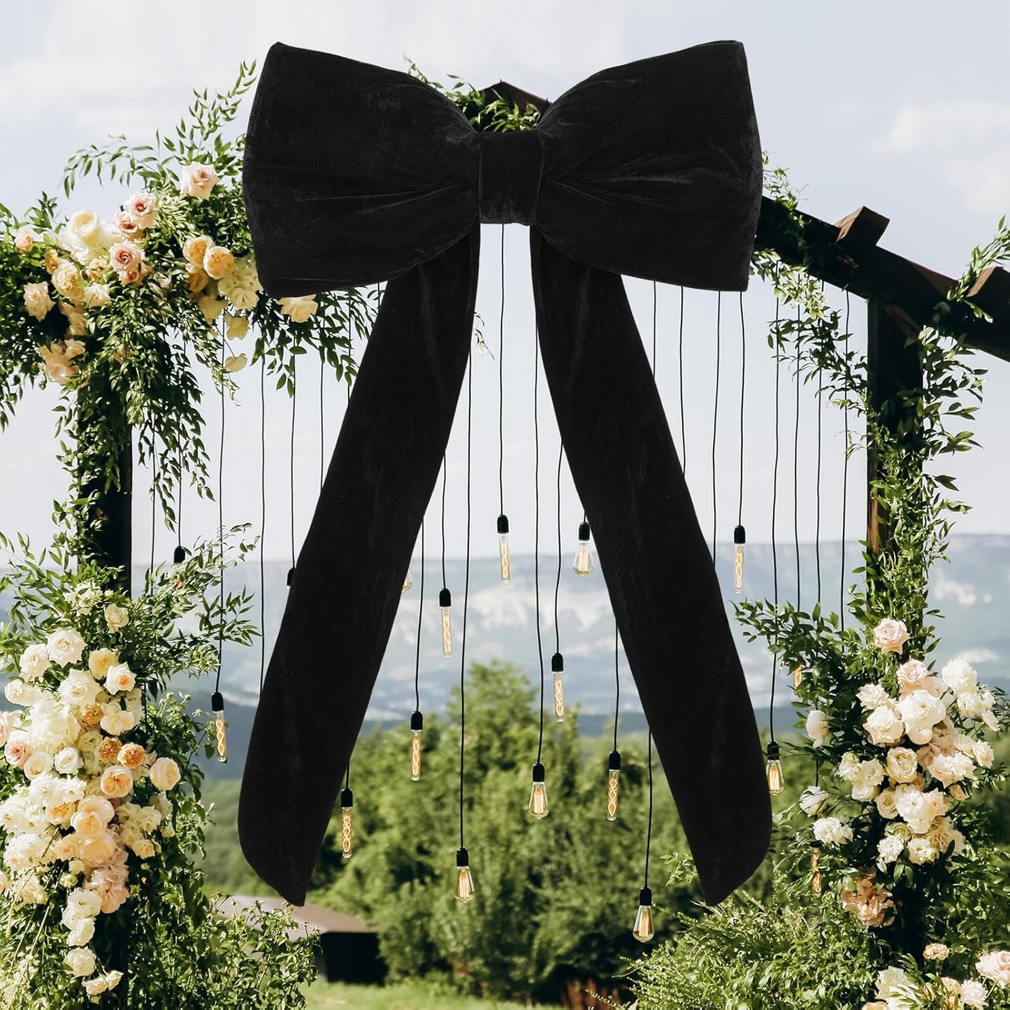 Suncalla Large Black Velvet Bow - 42 x 27 Inch Wedding & Party Decoration | Elegant Backdrop Decor