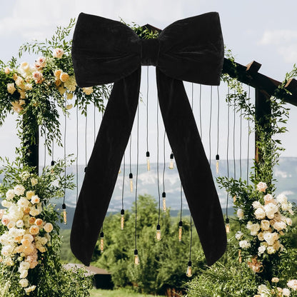 Suncalla Large Black Velvet Bow - 42 x 27 Inch Wedding & Party Decoration | Elegant Backdrop Decor