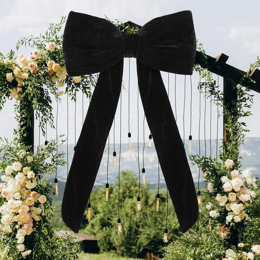 Suncalla Large Black Velvet Bow - 42 x 27 Inch Wedding & Party Decoration | Elegant Backdrop Decor