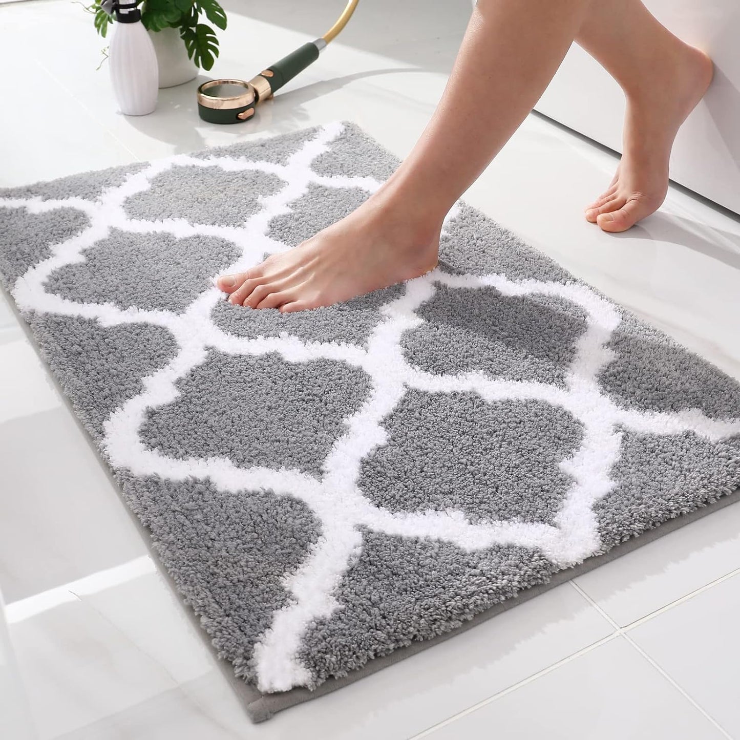 OLANLY Bathroom Rugs - Soft, Absorbent Microfiber Non-Slip Mats | 24x16 Inches, Grey Color