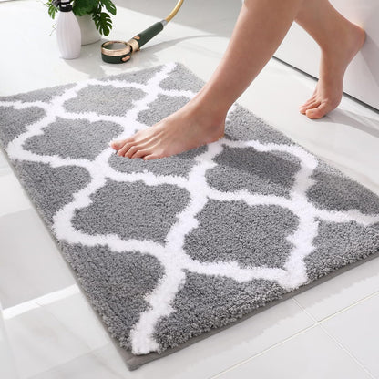 OLANLY Bathroom Rugs - Soft, Absorbent Microfiber Non-Slip Mats | 24x16 Inches, Grey Color