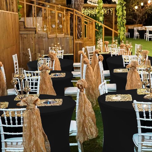 Enjoyidea Fitted Table Cloth Round Cover 6ft-Spandex Elastic Table Covers 6 Pack 72 Inch-Black Small Stretch Folding Tablecloth for Weddings Banquets Restaurant Event Parties Vendor Stand Tables