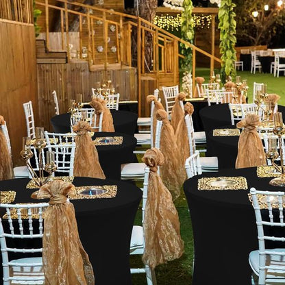 Enjoyidea Fitted Table Cloth Round Cover 6ft-Spandex Elastic Table Covers 6 Pack 72 Inch-Black Small Stretch Folding Tablecloth for Weddings Banquets Restaurant Event Parties Vendor Stand Tables
