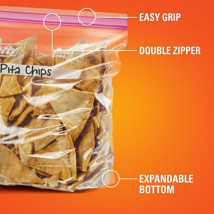 Hefty Press to Close Plastic Bags for Food Storage, Gallon Size, 20 Count