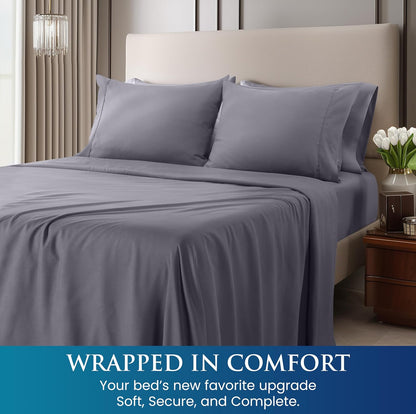 Utopia Bedding Queen Sheet Set - Ultra Soft Brushed Microfiber - Deep Pocket, Wrinkle & Fade Resistant - Grey