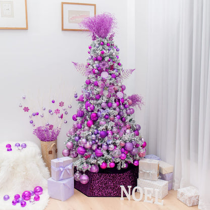 XmasExp 24ct Christmas Ball Ornaments Shatterproof Christmas Ornaments Set Decorations for Xmas Tree Balls Halloween Decorations (1.57''/40mm, Light Purple)