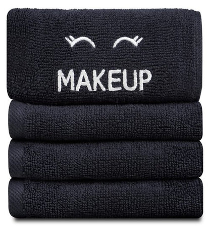 White Classic Bleach Safe Black Makeup Washcloths for Face Cleansing, 6 Pack - Super Soft Luxury Cotton Black Makeup Towels, Highly Absorbent and Quick Dry, All Makeup Remover Cloth | 13 x 13