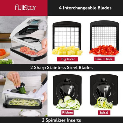 Fullstar Vegetable Chopper & Mandoline Slicer for Kitchen - Food Chopper with Container, Cheese Grater, Home Essentials & Kitchen Gadgets (XL - 9 in 1)