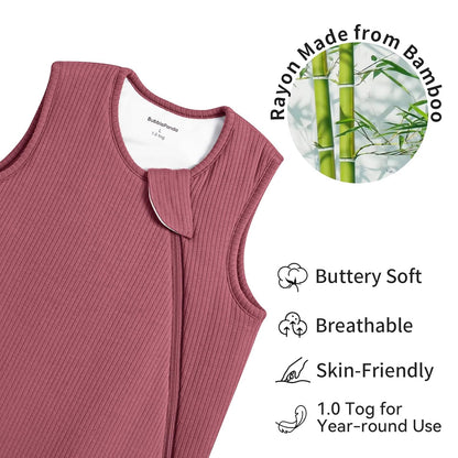 BubblePanda Bamboo Sleep Sack - Breathable 1.0 Tog Wearable Blanket for Newborns 0-6 Months