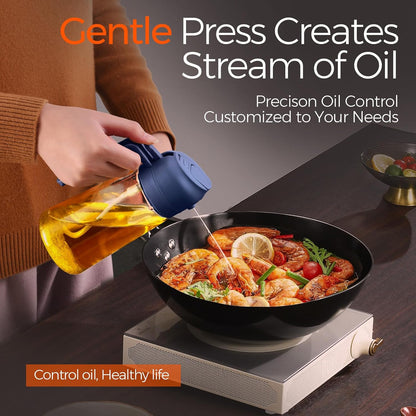 YARRAMATE Glass Olive Oil Sprayer - 16oz Premium Food Grade Dispenser for Cooking & BBQ (Navy)