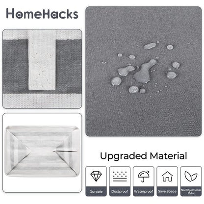 HomeHacks 2 Pack Large Laundry Baskets, Waterproof, Freestanding Laundry Hampers, Collapsible Clothes Hamper with Reinforced Handles in Laundry Room, College Dorm, Bathroom, Bedroom (Grey, 75Lx2)