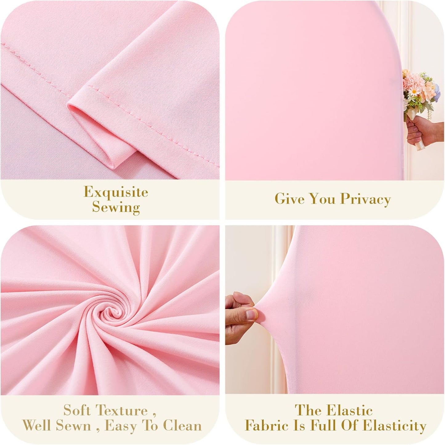 Skiennix Pink Arch Cover Set - 7.2ft & 6ft Spandex Backdrop for Weddings & Parties
