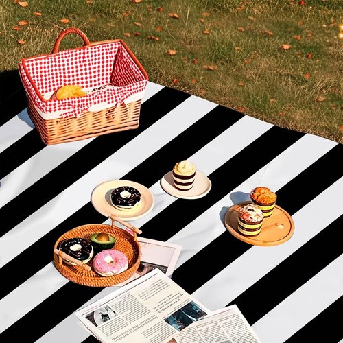 Gingham Tablecloths by [Brand Name] - 3 Pack Waterproof Plastic Covers | 54 x 108 Inch, Black & White Stripe for Parties & Picnics