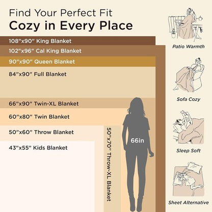 Bedsure GentleSoft Fleece Blanket - Plush, Cozy California King Size in Grey | 102x96 Inches
