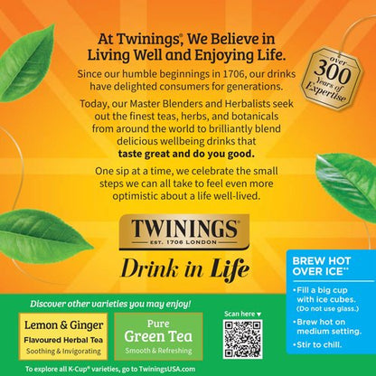 Twinings Decaffeinated Green Tea K-Cup Pods for Keurig, 24 Count (Pack of 1), Smooth Flavour, Enticing Aroma, Enjoy Hot or Iced