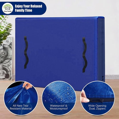 Cosy Family Mattress Bags for Moving - Extra-Thick 170GSM Reusable Cover with Zipper | King Size, Blue