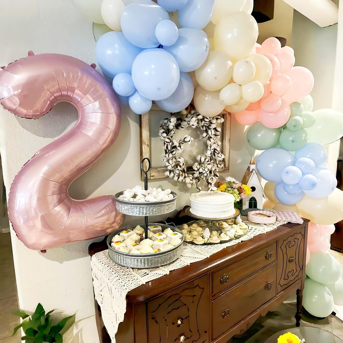 Skiennix 40-Inch Pastel Pink Number 2 Balloon - Large Foil Helium Balloon for Girls' 2nd Birthday Party