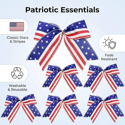 Regine Switzerland Patriotic USA Bows - 12 Pack Red White Blue Decorations for 4th of July & Memorial Day