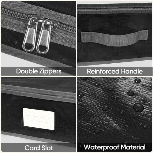BALEINE Soft Christmas Wrapping Paper Storage Bag - 40" Durable PE with Flexible Partitions & Pockets (Black)