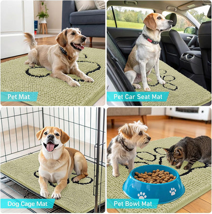OLANLY Dog Door Mat - Absorbent Non-Slip Mud Mat for Paws | 48x30, Quick Dry Chenille, Vanilla