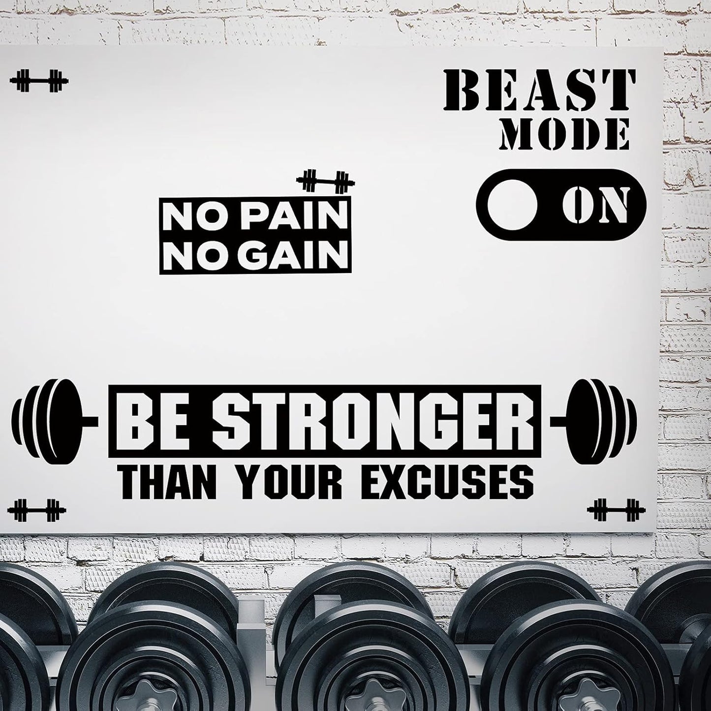 Zonon Gym Wall Decal Set - Inspirational Quotes Vinyl Art for Fitness | Be Stronger Than Your Excuses, 3 Pieces