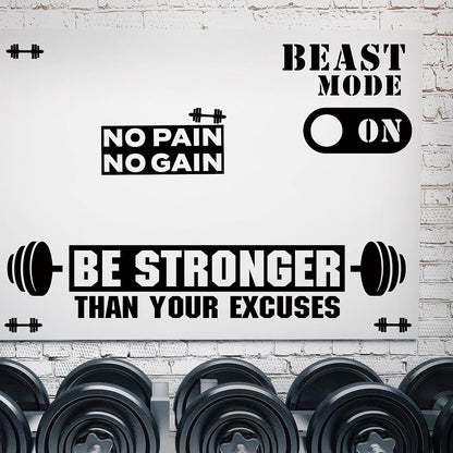 Zonon Gym Wall Decal Set - Inspirational Quotes Vinyl Art for Fitness | Be Stronger Than Your Excuses, 3 Pieces