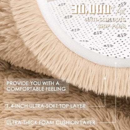 OLANLY 6x9 Machine Washable Large Area Rugs for Living Room, Bedroom, Soft Fluffy Shaggy Bedside Rug, Indoor Floor Carpet for Kids Girls and Boys, Dorms, Nursery, Home Decor Aesthetic, Beige