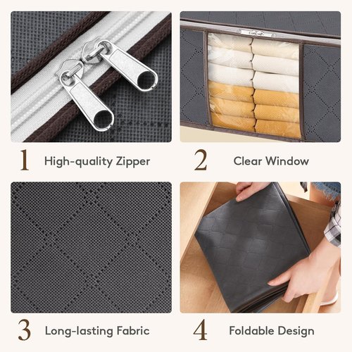 Lifewit 35L Clothes Storage Bins - Foldable Blanket Bags with Lids & Clear Windows | Closet Organization