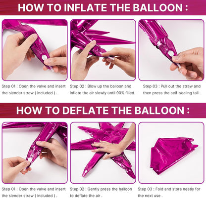 PartyWoo Metallic Pink Star Balloons - 110-Piece Foil Mylar Balloon Arch Kit for Birthday & Wedding Decor | Various Sizes 5-22 Inches