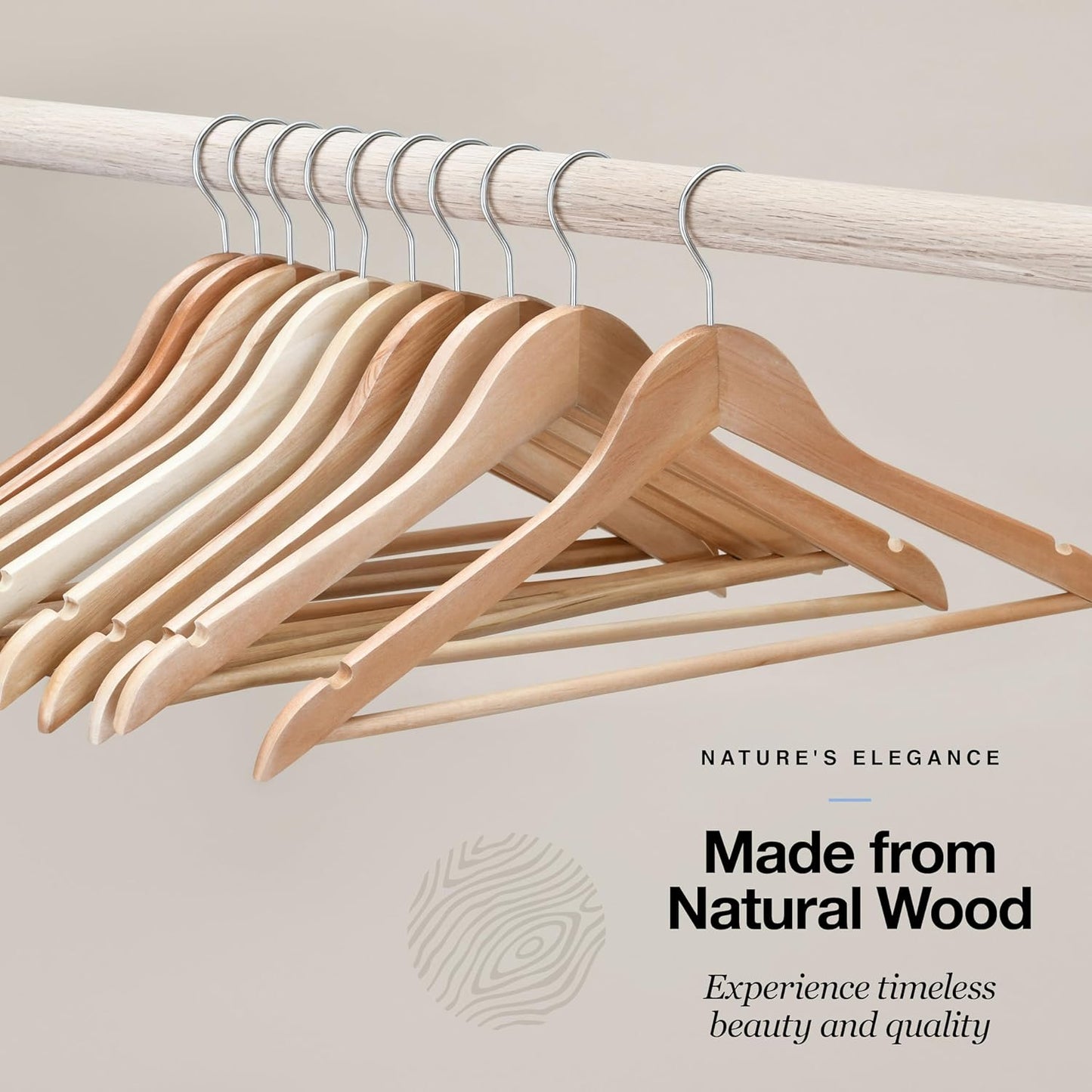 Premium Wooden Hangers - Durable Non-Slip Heavy-Duty Coat Hangers | 20 Pack Natural Solid Wood