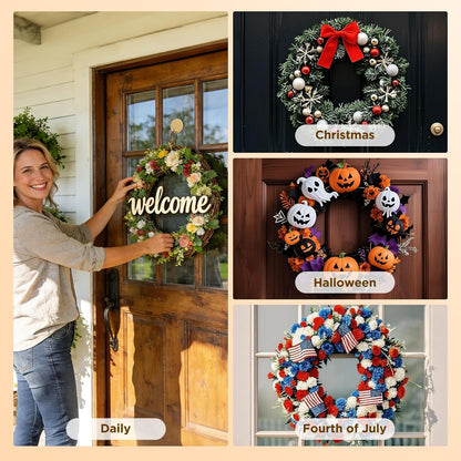 OUTXE Heavy-Duty Adhesive Wreath Hanger - Perfect for All Seasons | Gold, 2-Pack for Doors & Windows