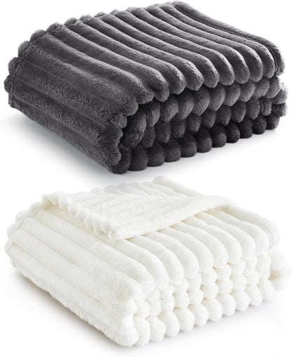 Bedsure Fleece Throw Blanket - Cozy Grey & White Design for Ultimate Comfort