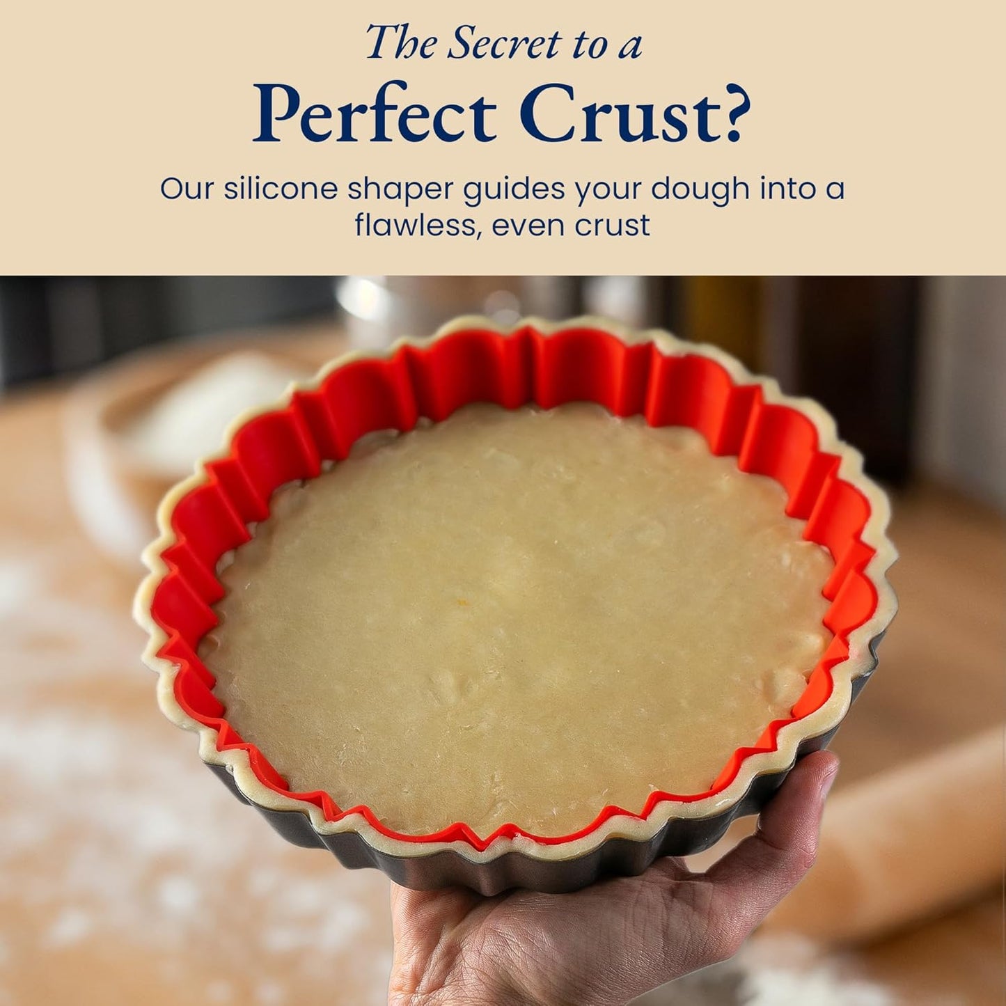 Patz&Patz 9-Inch All-in-One Fluted Tart Pan - Nonstick Carbon Steel with Removable Bottom & Silicone Crust Shaper
